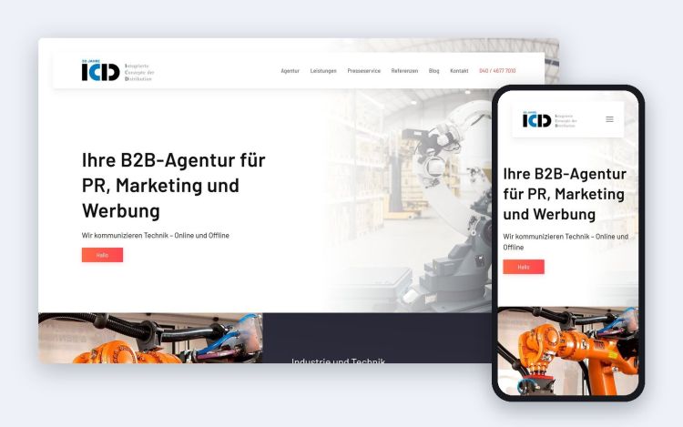 Die Startseite auf dem Desktop und auf dem Smartphone