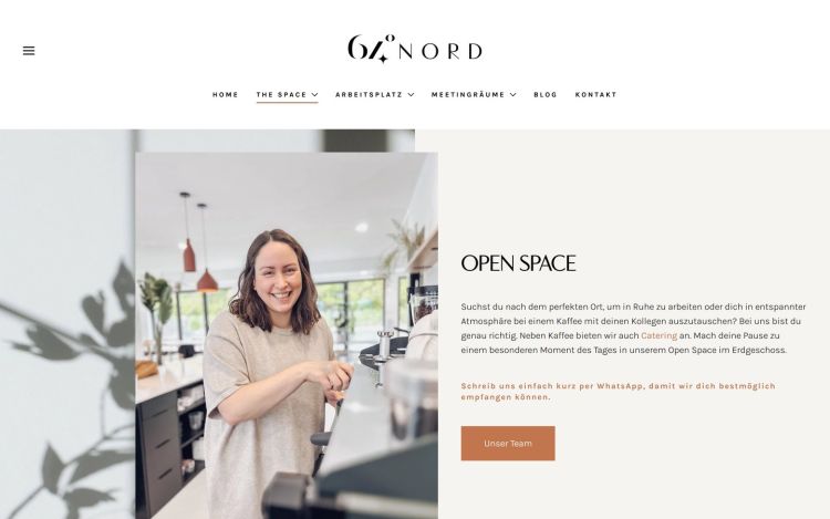 Seite „The Space“ mit dem Open Space im Erdgeschoss