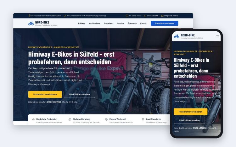 Die Startseite auf dem Desktop und auf dem Smartphone