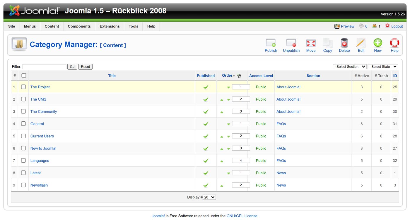 Joomla 1.5: Category Manager