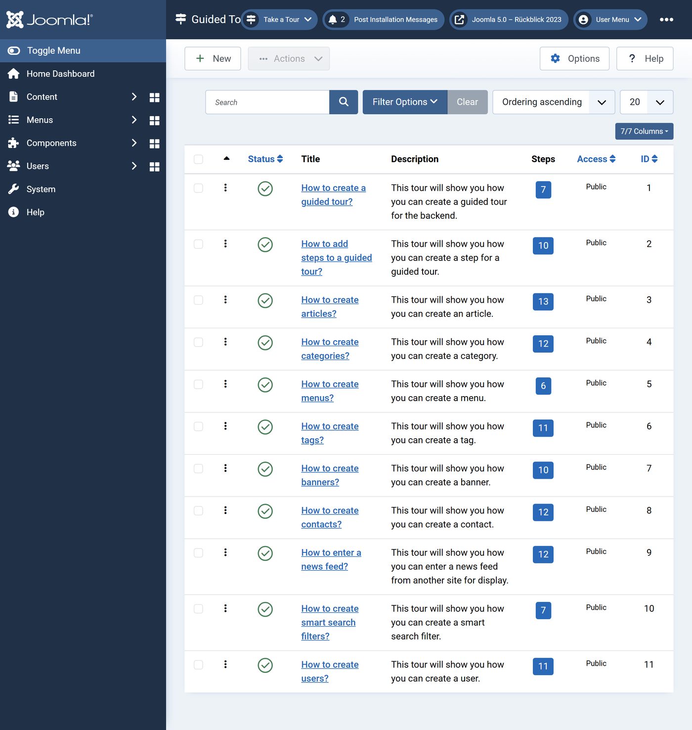 Joomla 5.0: Geführte Touren