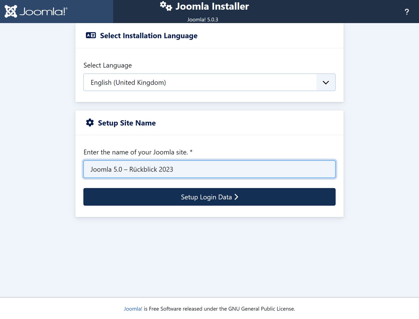 Joomla 5.0 Installer: Name