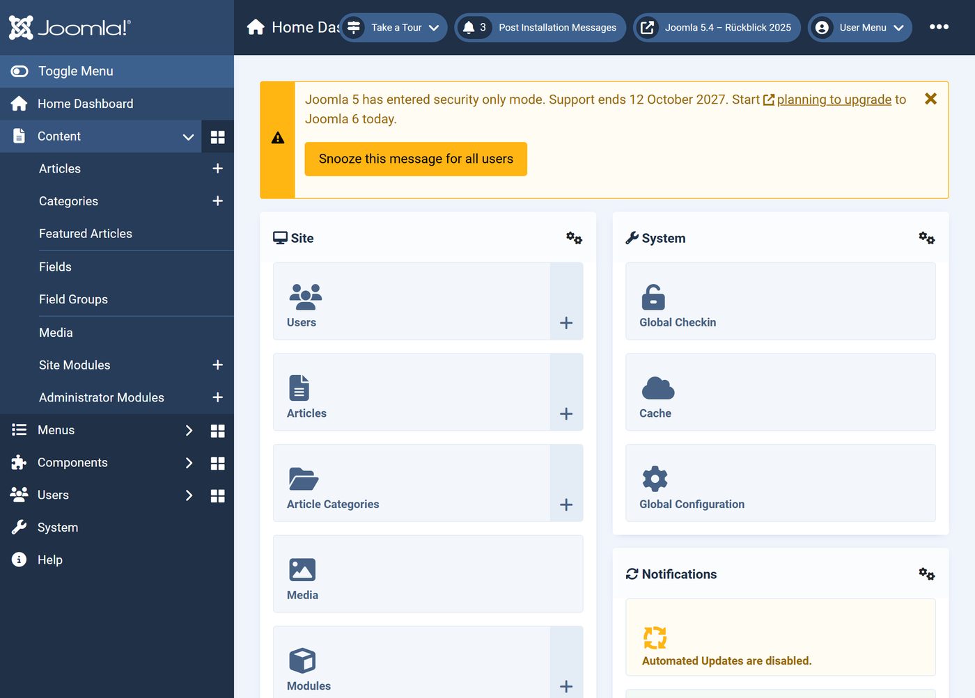 Joomla 5.4: Das Menü „Content“