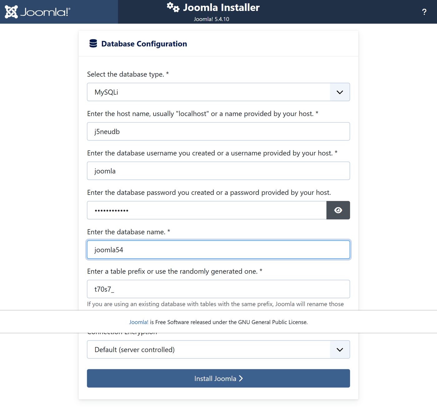 Joomla 5.4 Installer: Schritt 3