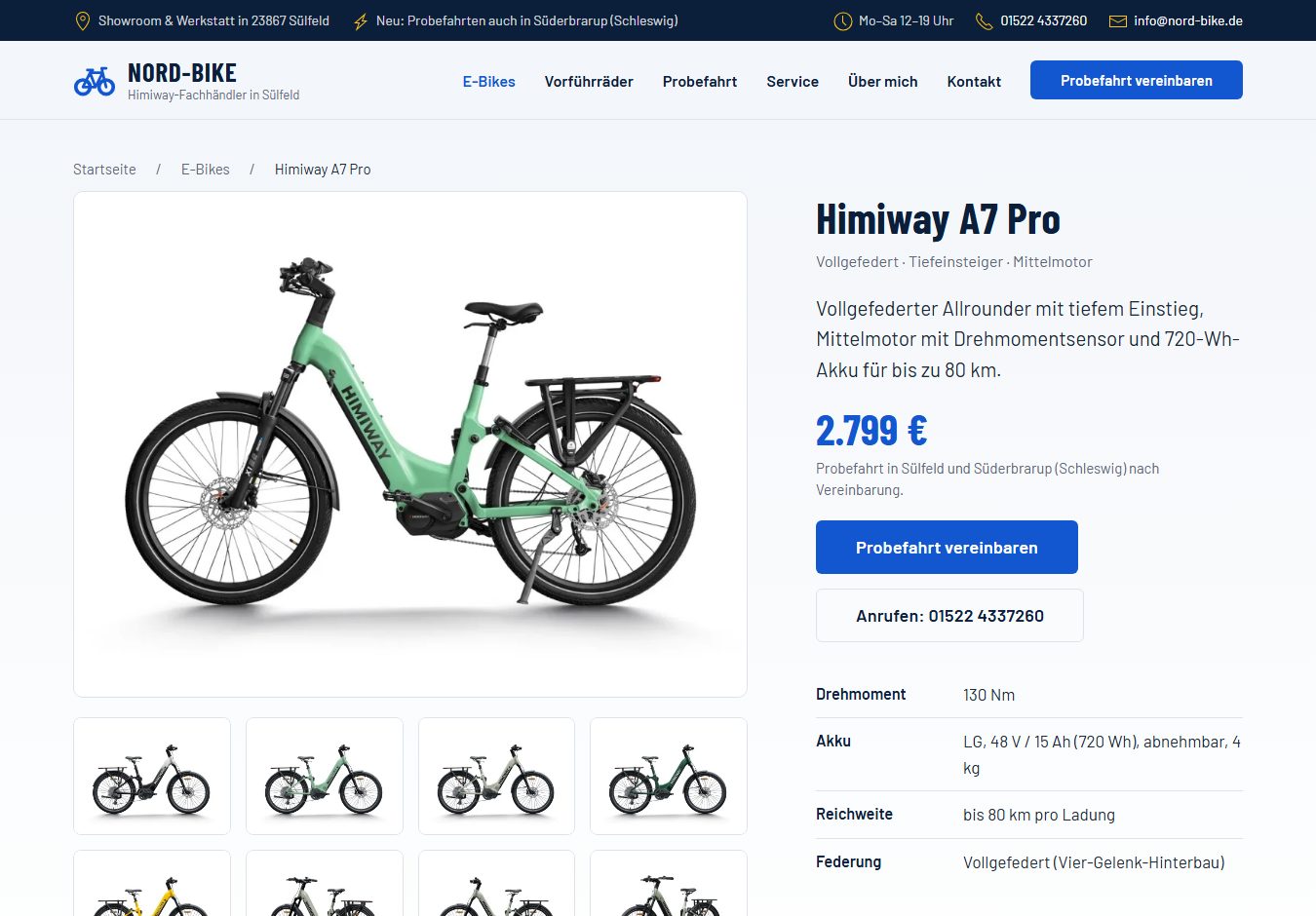 Modellseite A7 Pro der neuen Website (Desktop)