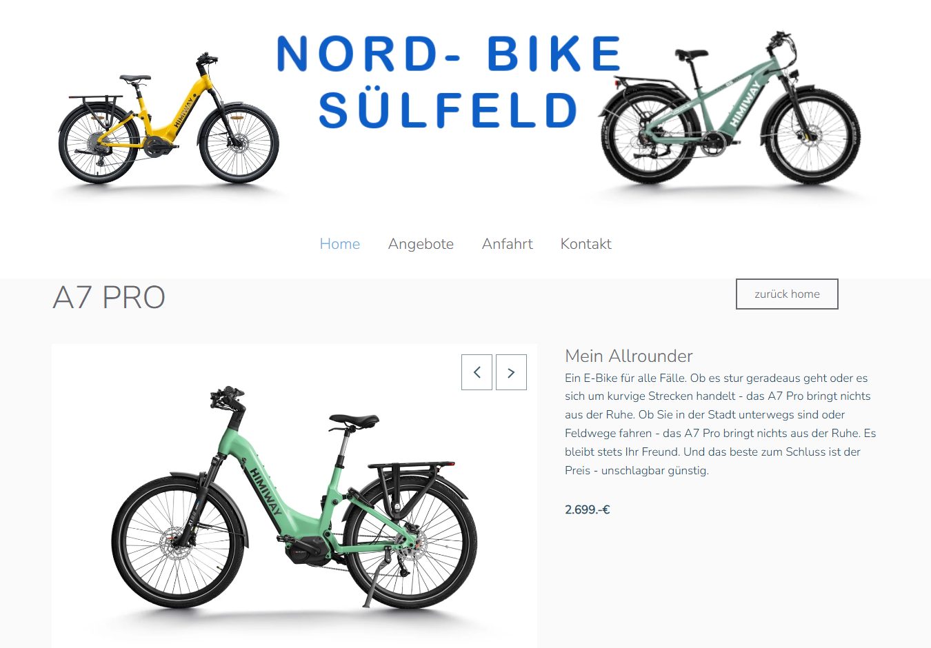 Modellseite A7 Pro der alten Website (Desktop)