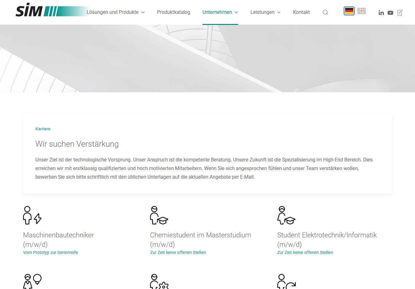 Karriere der neuen Website (Desktop)