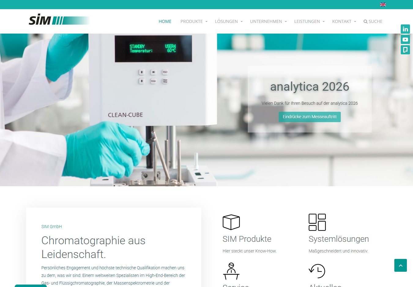 Startseite der alten Website (Desktop)
