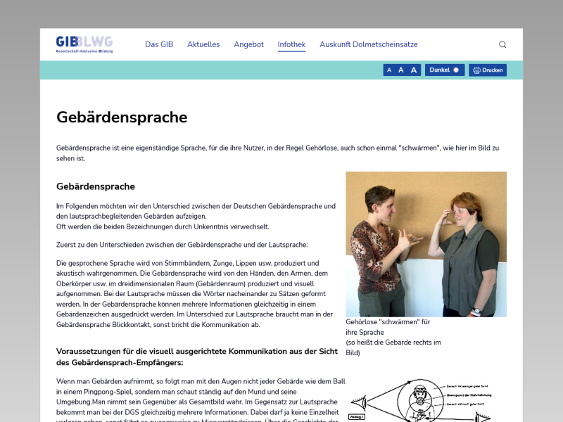 Seite Gebärdensprache