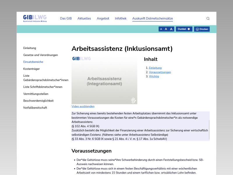 Seite Arbeitsassistenz und Inklusionsamt