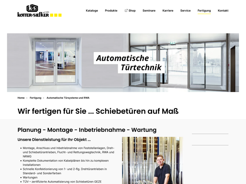 Seite Automatische Türsysteme und RWA
