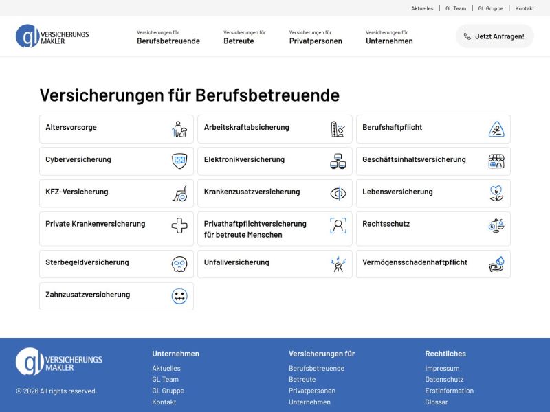 Versicherungen für Berufsbetreuende