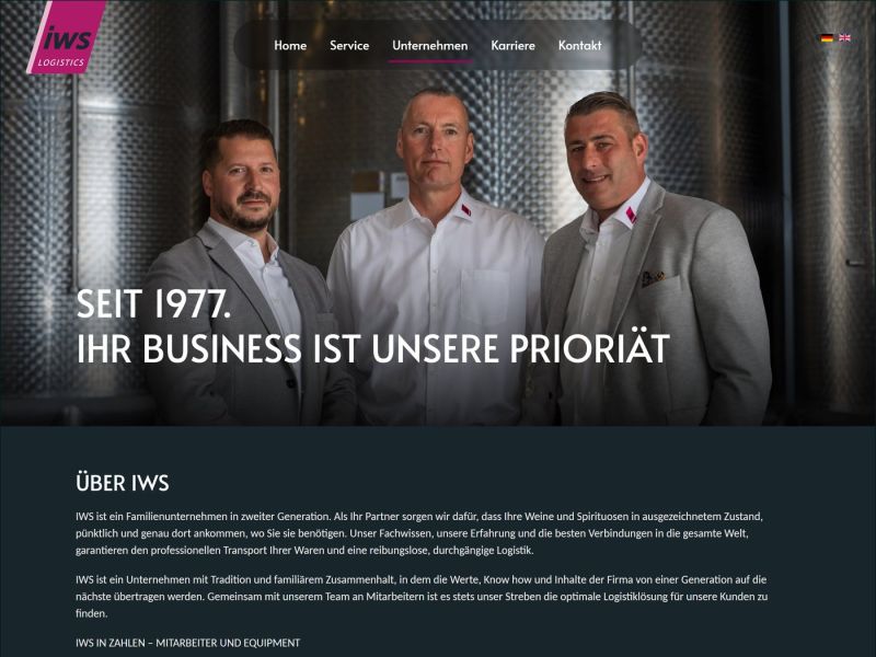 Seite Unternehmen mit Weltkarte