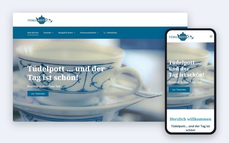 Die Startseite auf dem Desktop und auf dem Smartphone
