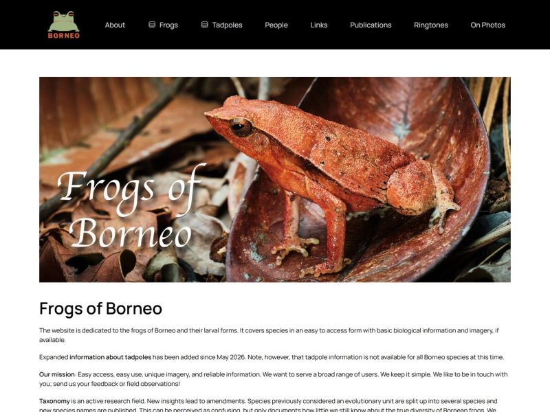 Startseite von frogsofborneo.org
