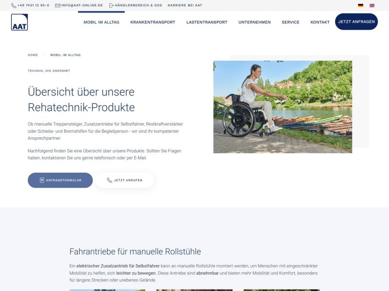 Übersicht „Mobil im Alltag“ mit Antrieben, Schiebehilfen und Treppensteigern