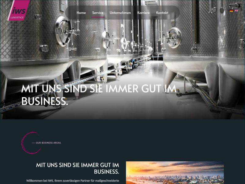 Seite Service mit allen Geschäftsbereichen