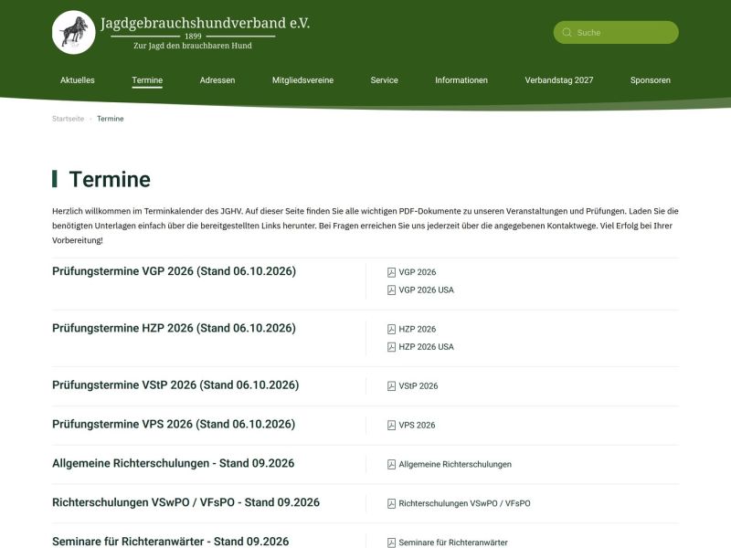 Termine mit Prüfungsterminen und Richterschulungen als PDF