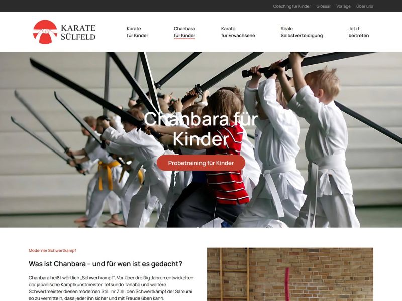Seite „Chanbara für Kinder“: moderner Schwertkampf mit weichen Schwertern