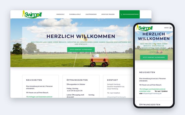 Die Startseite auf dem Desktop und auf dem Smartphone