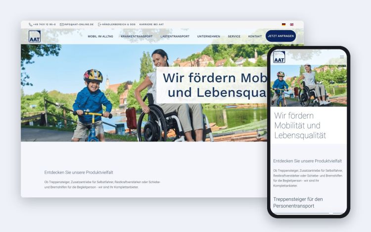 Die Startseite auf dem Desktop und auf dem Smartphone